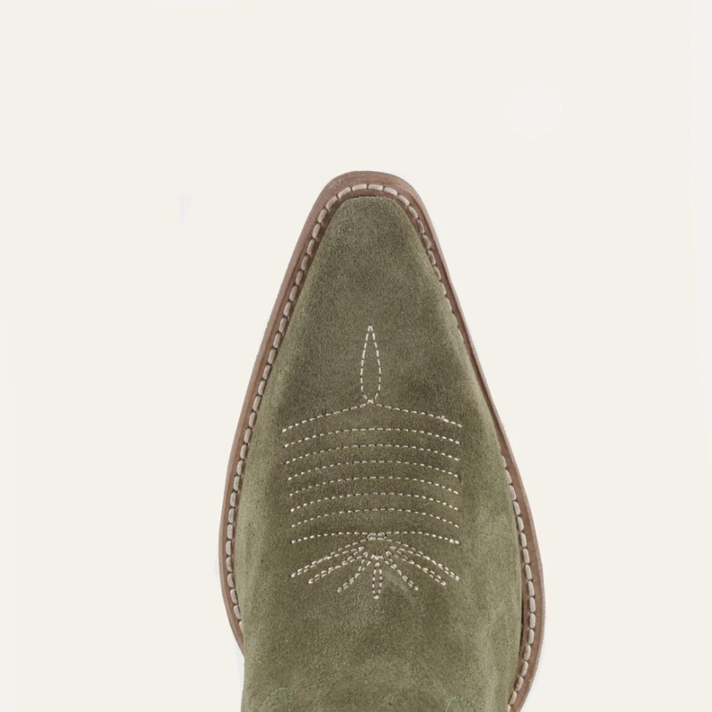 Buck & Brana Tessa Olive Suede Western Cowboy Boots - Picture 3 of 12